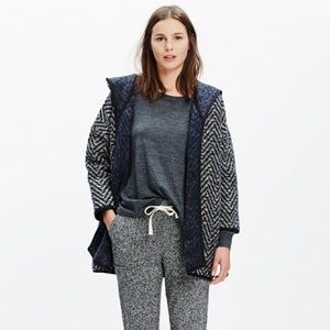 Women's Navy and Gray Herringbone Coat